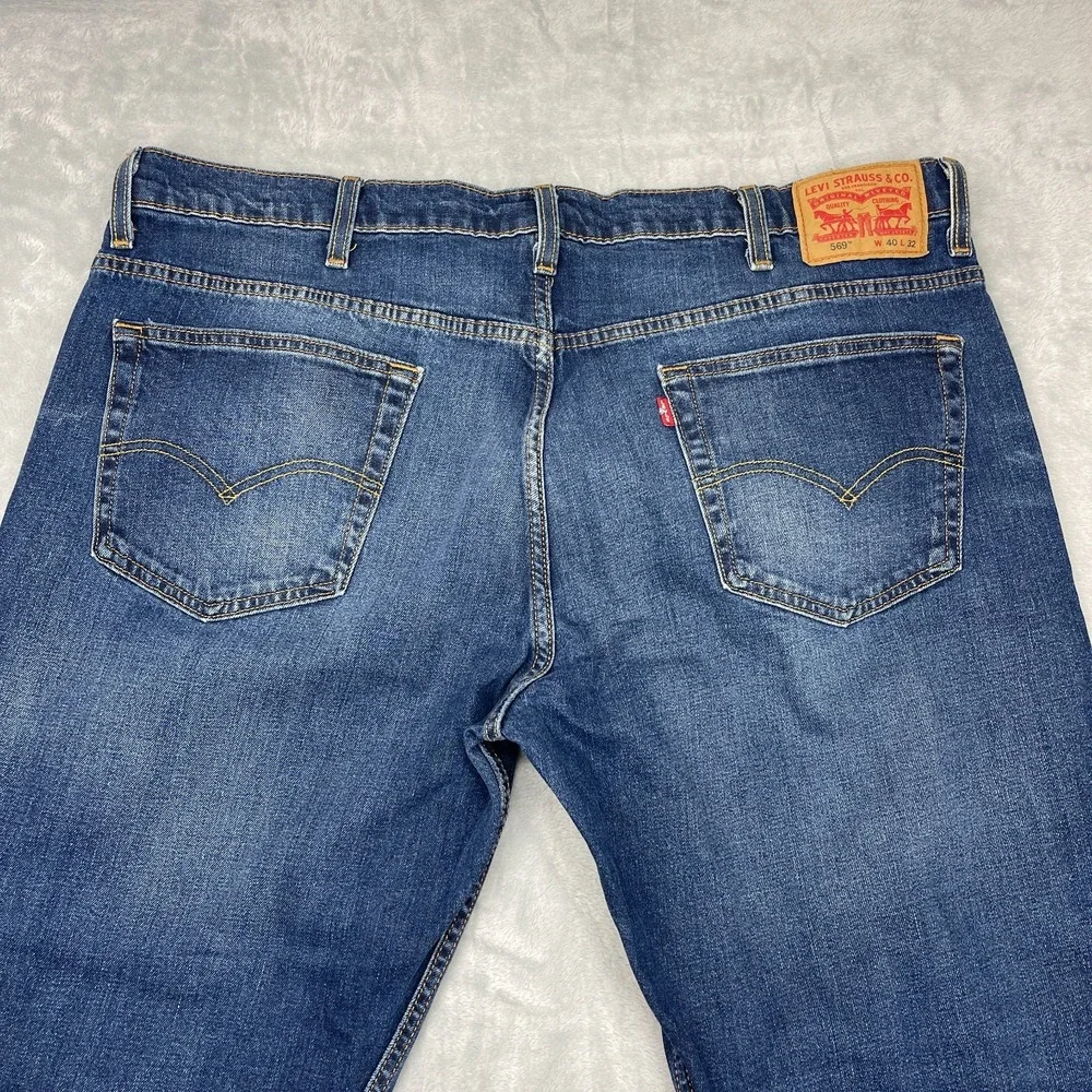 Levi's 569 Jeans Mens 40x32‎ (42x31) Blue Denim Red Tab Straight Leg Americana